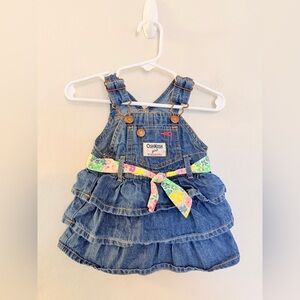 Osh Kosh B’Gosh Baby Girl Tiered Denim Overall Dress - Size 3 Months